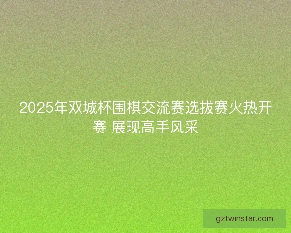 2025年双城杯围棋交流赛选拔赛火热开赛 展现高手风采